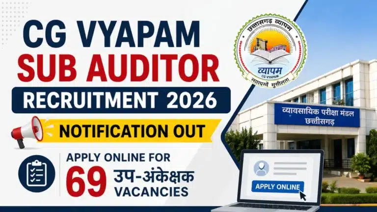 CG Vyapam Sub Auditor Recruitment 2026 Notification Out, Apply Online For 69 उप-अंकेक्षक Vacancies 8 CG Vyapam Sub Auditor Recruitment 2026 Notification Out, Apply Online For 69 उप-अंकेक्षक Vacancies