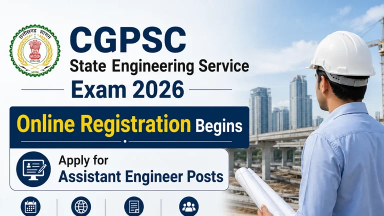 CGPSC State Engineering Service Exam 2026: Online Registration Begins, Apply for Assistant Engineer Posts 23 CGPSC State Engineering Service Exam 2026