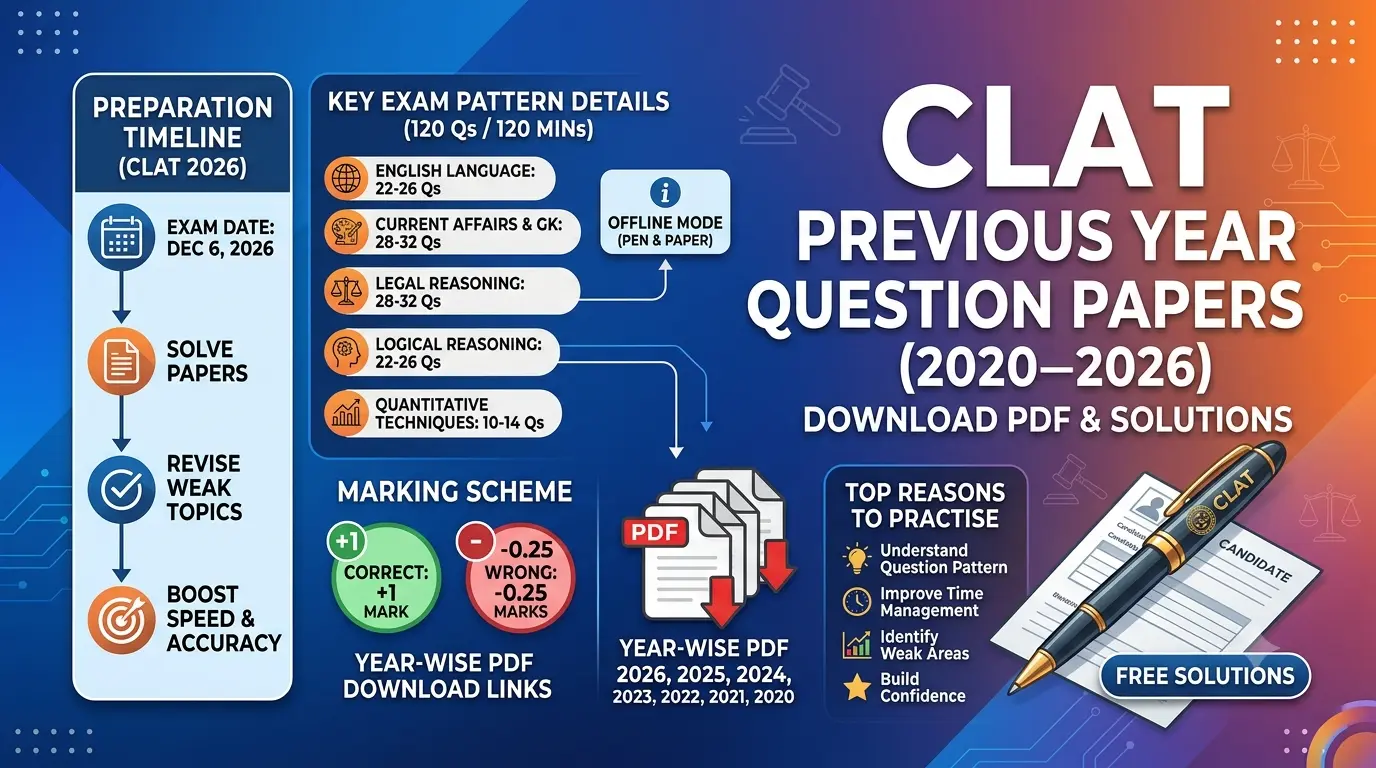 CLAT Previous Year Question Papers: Download PDF and Solutions 1 CLAT Previous Year Question Papers Download PDF and Solutions