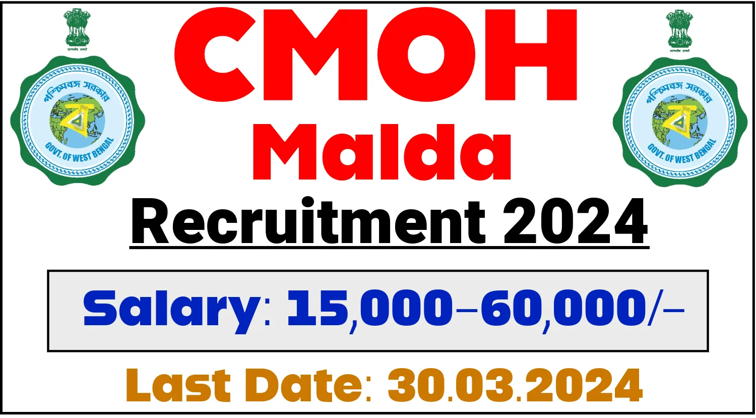 CMOH Malda Recruitment 2024 for GDMO, Nurse, and Other Posts
