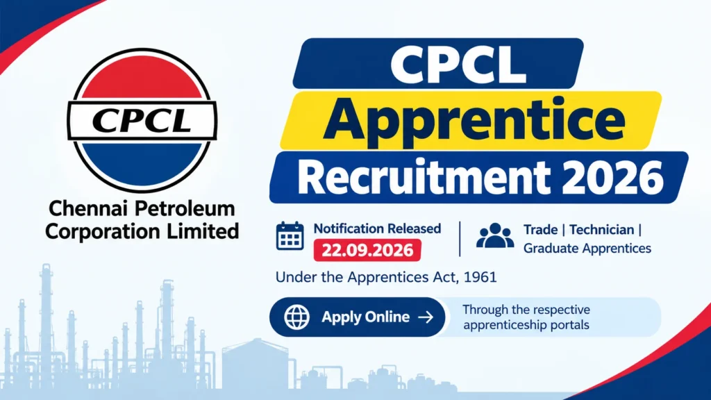 CPCL Apprentice Recruitment 2026 Notification Out, Apply Online for Trade, Technician & Graduate Apprentices 1 CPCL Apprentice Recruitment 2026 Notification Out, Apply Online for Trade, Technician & Graduate Apprentices