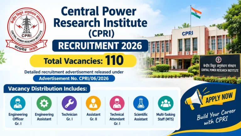 CPRI Recruitment 2026 Notification Out (110 Assistant, MTS, Technical Attendant & More Posts), Apply Online Begins 24 CPRI Recruitment 2026 Notification Out (110 Assistant, MTS, Technical Attendant & MOre Posts), Apply Online Soon