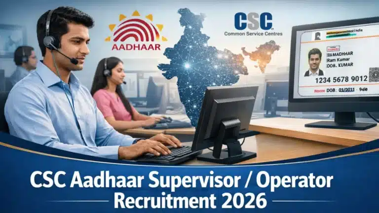 CSC Aadhaar Supervisor/Operator Recruitment 2026 Out for 89 Vacancies, Apply Online by May 20 30 CSC Aadhaar Supervisor/Operator Recruitment 2026