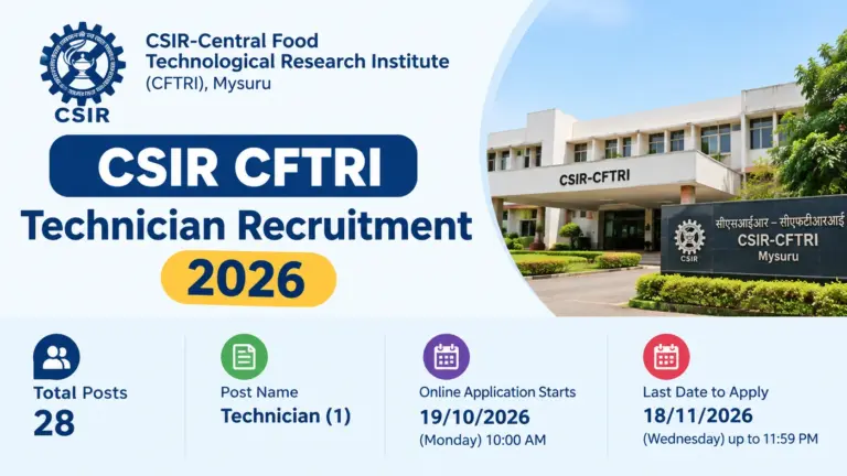 CSIR CFTRI Technician Recruitment 2026 Notification Out, Apply Online Start from 19th October 33 CSIR CFTRI Technician Recruitment 2026