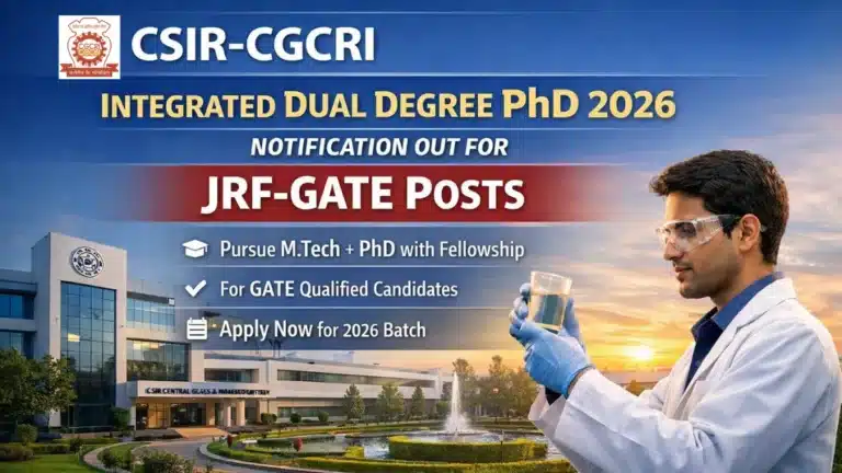 CSIR-CGCRI Integrated Dual Degree PhD 2026 Notification Out for JRF-GATE Posts 5 CSIR-CGCRI Integrated Dual Degree PhD 2026 Notification Out for JRF-GATE Posts