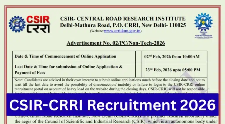 CSIR-CRRI Non Technical Recruitment 2026, Apply for MTS, Junior Hindi Translator & Security Assistant Posts 10 CSIR-CRRI Non Technical Recruitment 2026, Apply for MTS, Junior Hindi Translator & Security Assistant Posts
