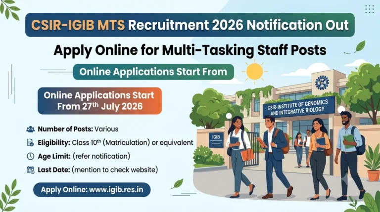 CSIR IGIB MTS Recruitment 2026 Notification Out, Apply Online Begins for Multi-Tasking Staff Posts 38 CSIR IGIB MTS Recruitment 2026 Notification Out, Apply Online for Multi-Tasking Staff Posts From 27th July