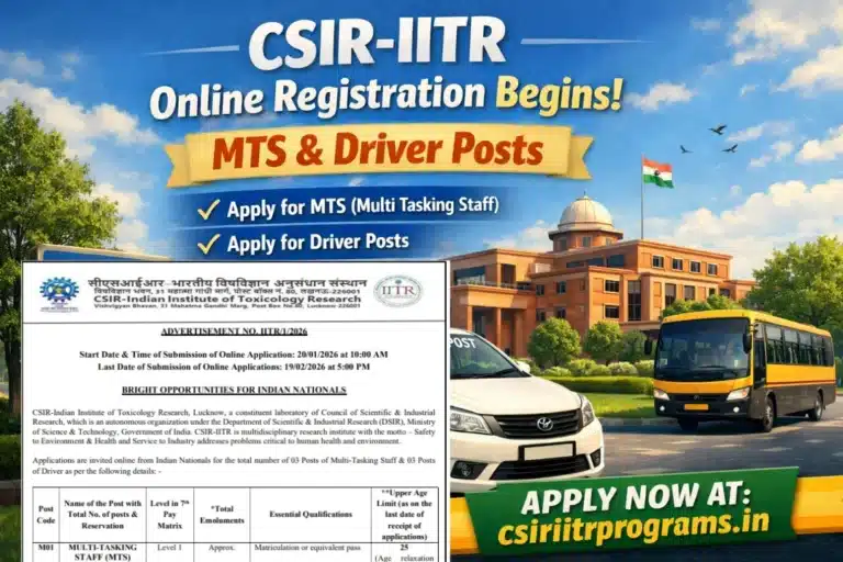 CSIR-IITR Online Registration Start for MTS & Driver Posts, Apply at csiriitrprograms.in 8 CSIR-IITR Online Registration Begins for MTS & Driver Posts, Apply at csiriitrprograms.in