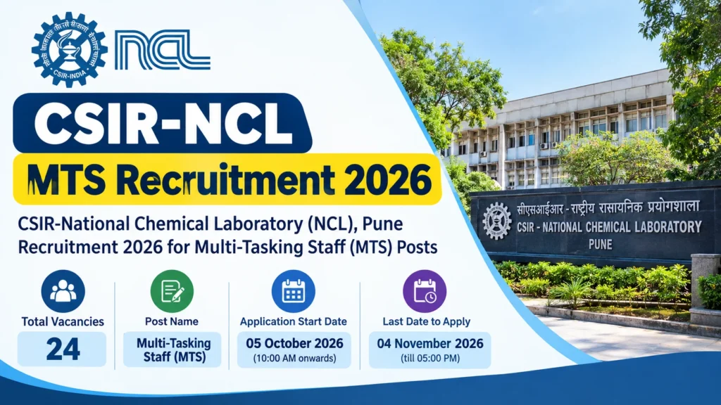 CSIR-NCL MTS Recruitment 2026 Notification Out, Apply Online for 24 Multi-Tasking Staff Posts 1 CSIR-NCL MTS Recruitment 2026 Notification Out, Apply Online for 24 Multi-Tasking Staff Posts
