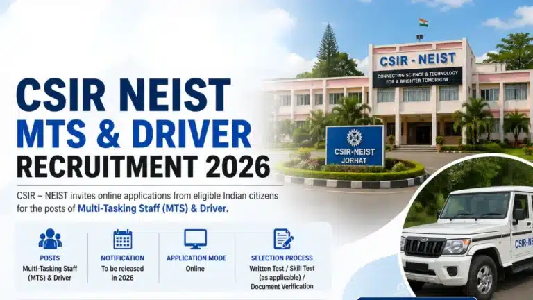 CSIR NEIST MTS & Driver Recruitment Notification 2026 OUT, Apply Online Ends Today 21 CSIR NEIST MTS & Driver Recruitment Notification 2026
