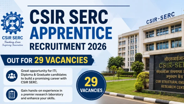 CSIR SERC Apprentice Recruitment 2026 Out for 29 Vacancies, Check Eligibility & Walk-in Interview Dates 39 CSIR SERC Apprentice Recruitment 2026