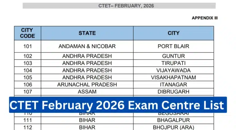 CTET February 2026 Exam Centre List Released – Check Exam Dates and Key Details 24 CTET February 2026 Exam Centre List Released – Check Exam Dates and Key Details