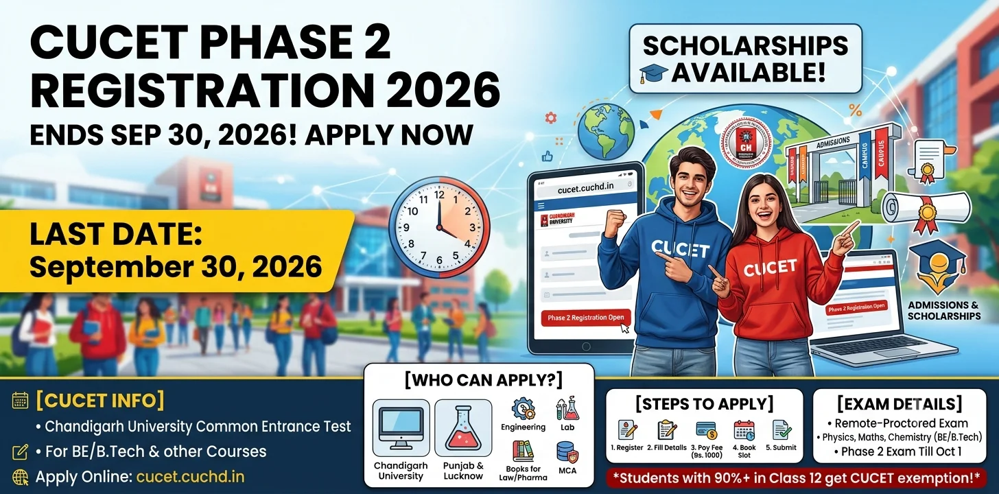 CUCET Phase 2 Registration 2026 Ends Sep 30, Apply Now 1 CUCET Phase 2 Registration 2026 Ends Sep 30