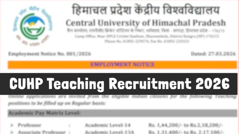 CUHP Teaching Recruitment 2026 for Professor, Associate Professor and Assistant Professor Posts, Apply Online 7 CUHP Teaching Recruitment 2026