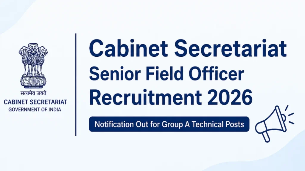 Cabinet Secretariat SFO Recruitment 2026 Notification Out for Senior Field Officer (Technical) Posts 1 Cabinet Secretariat SFO Recruitment 2026 Notification Out for Senior Field Officer (Technical) Posts