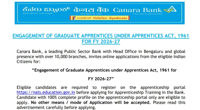 Canara Bank Apprentice Recruitment 2026 Notification Out, Apply Online For 3500 Graduate Apprentice Vacancies 4 Canara Bank Apprentice Recruitment 2026 Notification Out, Apply Online For 3500 Graduate Apprentice Vacancies