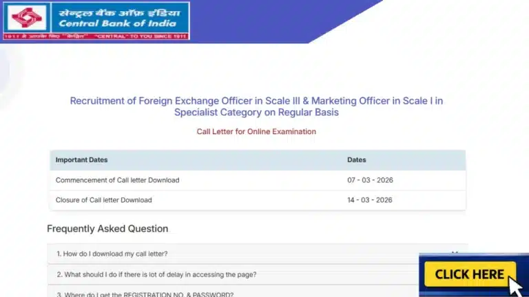 Central Bank of India Admit Card 2026 OUT for Foreign Exchange Officer and Marketing Officer Posts, Download Hall Ticket Now 4 Central Bank of India Admit Card 2026