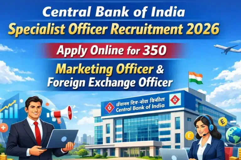 Central Bank of India Specialist Officer Exam Date 2026 OUT for 350 Marketing Officer & Foreign Exchange Officer Posts 6 Central Bank of India Specialist Officer Recruitment 2026 for 350 Marketing Officer & Foreign Exchange Officer
