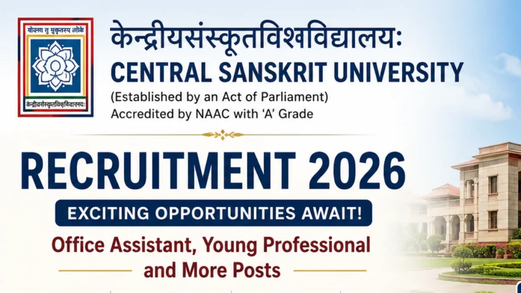 Central Sanskrit University Recruitment 2026 for Officce Assistant, Young Professional and More posts 1 Central Sanskrit University Recruitment 2026 for Officce Assistant, Young Professional and More posts