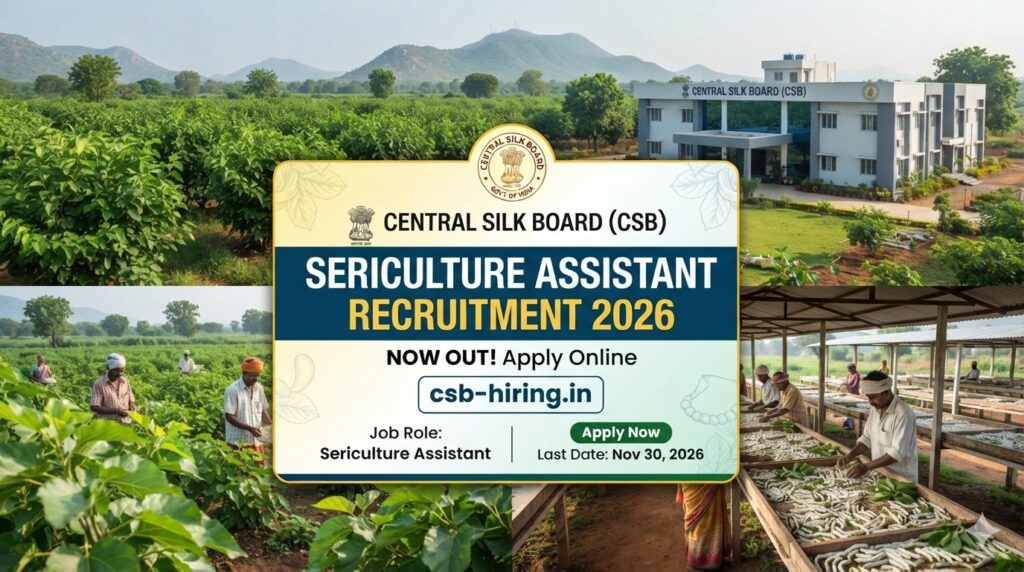 Central Silk Board CSB Sericulture Assistant Recruitment 2026 Out, Apply Online at csb-hiring.in 1 Central Silk Board CSB Sericulture Assistant Recruitment 2026