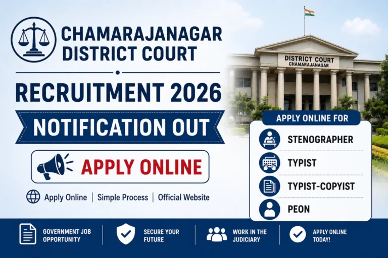 Chamarajanagar District Court Recruitment 2026 Notification Out, Apply Online For Stenographer, Typist, Typist-Copyist, and Peon 32 Chamarajanagar District Court Recruitment 2026 Notification Out, Apply Online For Stenographer, Typist, Typist-Copyist, and Peon