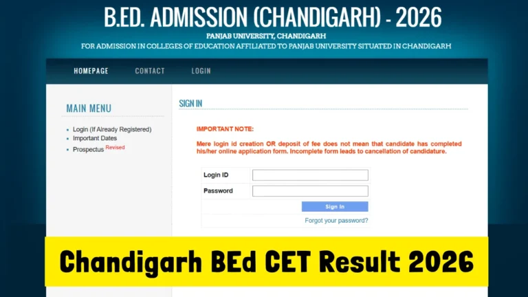 Chandigarh BEd CET Result 2026 at chandigarhbed.puchd.ac.in, Direct Link Available