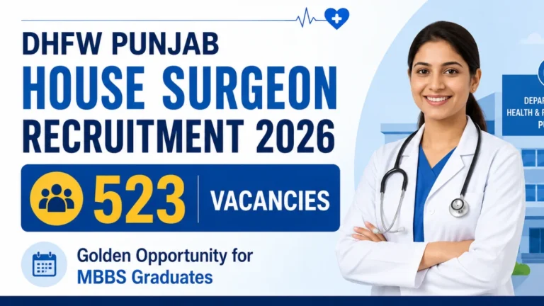 DHFW Punjab House Surgeon Recruitment 2026: Apply Online for 523 Vacancies in District/Sub-Divisional Hospitals 22 DHFW Punjab House Surgeon Recruitment 2026 for 523 Vacancies