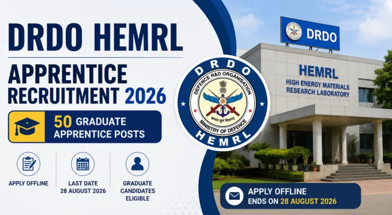 DRDO HEMRL Apprentice Recruitment 2026 for 50 Graduate Apprentice Posts, Apply Offline Ends on 28 August 5 DRDO HEMRL Apprentice Recruitment 2026 for 50 Graduate Apprentice Posts, Apply Offline Ends on 28 August