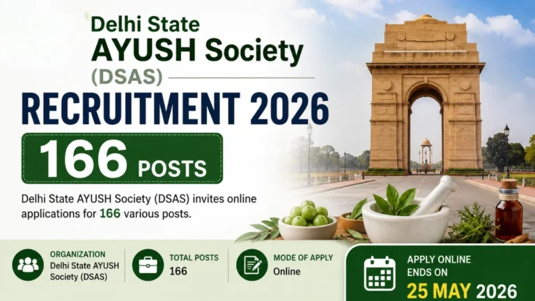 DSAS Recruitment 2026 for 166 Medical Officer, Pharmacist, Yoga Instructor & Other Posts, Apply Online Ends On 25 May 31 DSAS Recruitment 2026 for 166 Medical Officer, Pharmacist