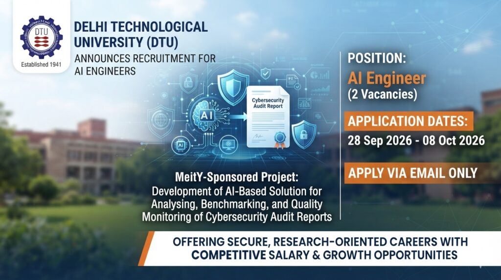 DTU AI Engineer Recruitment 2026 Notification Out, Vacancy at Delhi Technological University, Apply Online 1 DTU AI Engineer Recruitment 2026