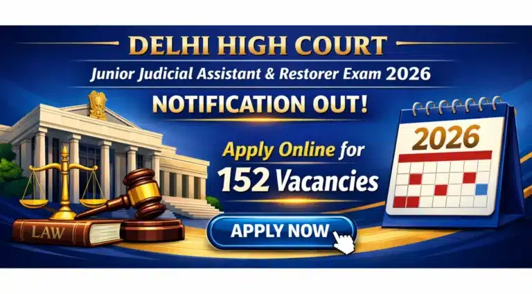 Delhi High Court Junior Judicial Assistant/Restorer Exam 2026, Apply Online Begins for 152 Vacancies 34 Delhi High Court Junior Judicial Assistant/Restorer Exam 2026
