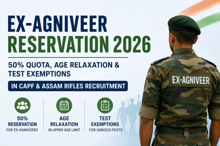 Ex-Agniveer Reservation 2026: 50% Quota, Age Relaxation & Test Exemptions in CAPF & Assam Rifles Recruitment 9 Ex-Agniveer Reservation 2026 50% Quota, Age Relaxation & Test Exemptions in CAPF & Assam Rifles Recruitment