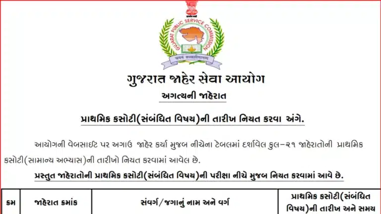 GPSC Preliminary Exam Schedule 2026 Out, Check 21 Posts Exam Date 34 GPSC Preliminary Exam Schedule 2026 Out, Check 21 Posts Exam Date