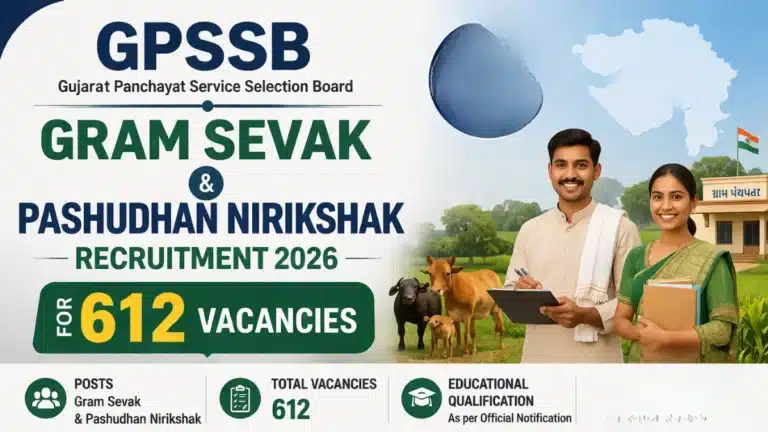 GPSSB Gram Sevak and Pashudhan Nirikshak Recruitment 2026 for 612 Vacancies 38 GPSSB Gram Sevak and Pashudhan Nirikshak