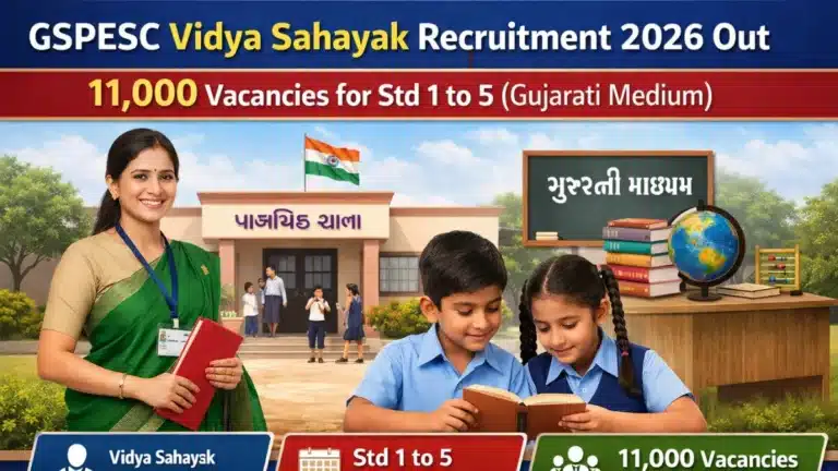 GSPESC Vidya Sahayak Recruitment 2026 Notification Out @dpegujarat.in, 11,000 Vacancies for Std 1 to 5 (Gujarati Medium) 17 Gujarat GSPESC Vidya Sahayak Recruitment 2026