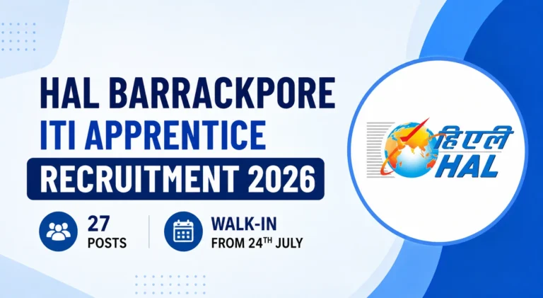 HAL Barrackpore ITI Apprentice Recruitment 2026 Notification Out for 27 Posts, Walk-In from 24th July 11 HAL Barrackpore ITI Apprentice Recruitment 2026 Notification Out for 27 Posts, Walk-In from 24th July
