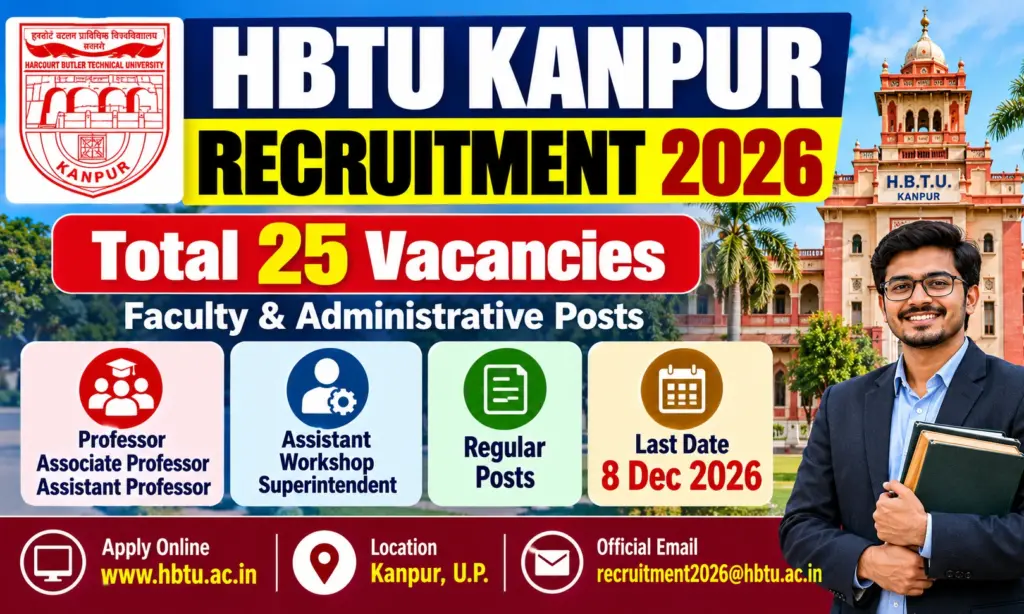 HBTU Kanpur Recruitment 2026: Apply Online for Faculty and Administrative Posts, Last Date 8 December 1 HBTU Kanpur Recruitment 2026: Apply Online for Faculty and Administrative Posts, Last Date 8 December