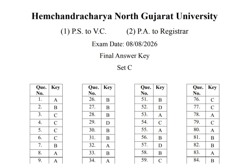 HNGU Non-Teaching Answer Key 2026 OUT at ngu.ac.in - Download Final Answer Key for Common Written Exam 33 HNGU Non-Teaching Answer Key 2026 OUT at ngu.ac.in - Download Final Answer Key for Common Written Exam