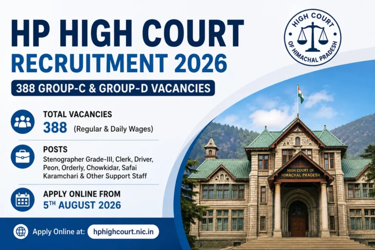 HP High Court Recruitment 2026 Online Form for 388 Clerk, Peon, Stenographer and More Posts 13 HP High Court Recruitment 2026 Online Form for 388 Clerk, Peon, Stenographer and More Posts