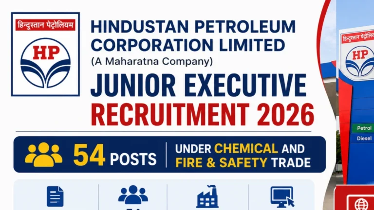 HPCL Junior Executive Recruitment 2026 [54 Posts] in Chemical & Fire & Safety, Apply Online at hindustanpetroleum.com