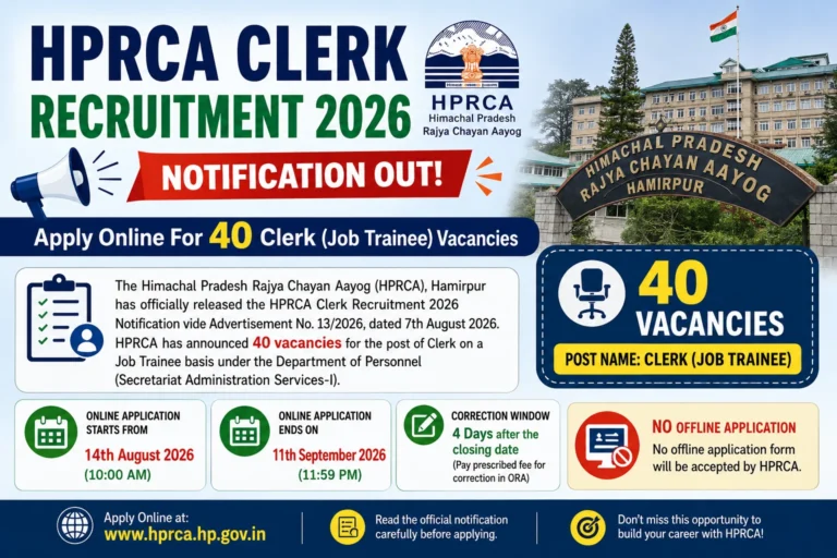 HPRCA Clerk Recruitment 2026 Notification Out, Apply Online For 40 Clerk (Job Trainee) Vacancies 19 HPRCA Clerk Recruitment 2026 Notification Out, Apply Online For 40 Clerk (Job Trainee) Vacancies