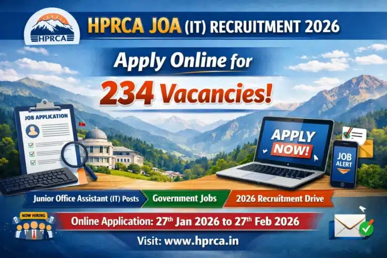 HPRCA Junior Office Assistant Vacancy 2026 Announced, Apply Online for 234 Vacancies 30 HPRCA Junior Office Assistant Recruitment 2026