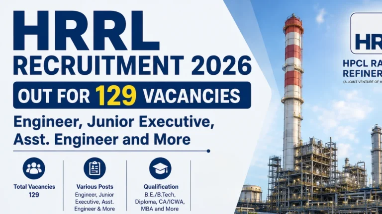 HRRL Recruitment 2026 Out for 129 Engineer, Junior Executive, Asst. Engineer and More Vacancies 20 HRRL Recruitment 2026 Out for 129 Engineer, Junior Executive, Asst. Engineer and More Vacancies