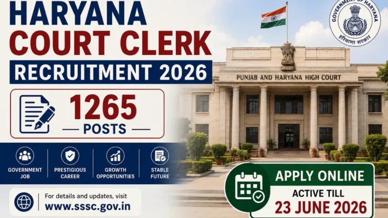 Haryana Court Clerk Recruitment 2026 Notification OUT for 1265 Posts, Apply Online Active Till 23 June 13 Haryana Court Clerk Recruitment 2026 Notification OUT for 1265 Posts, Apply Online Active Till 23 June