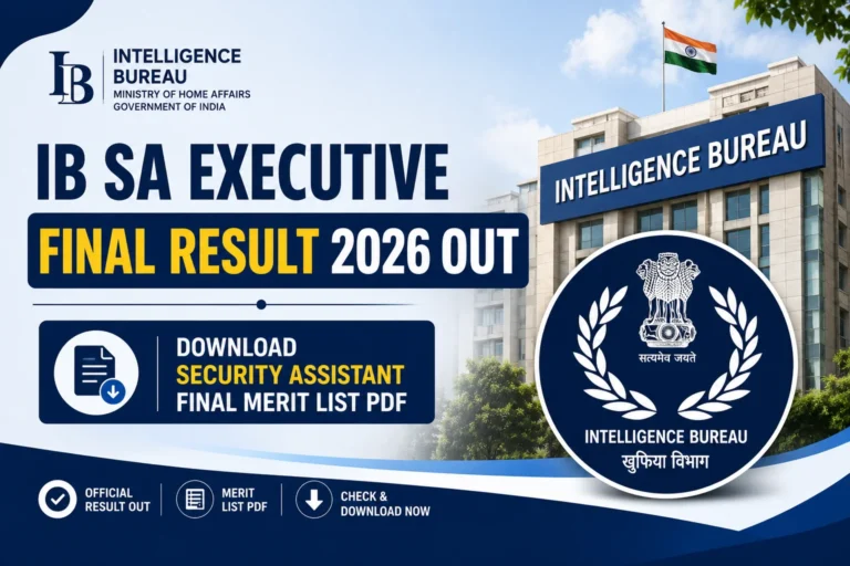 IB SA Executive Final Result 2026 Out, Download Security Assistant Final Merit List PDF