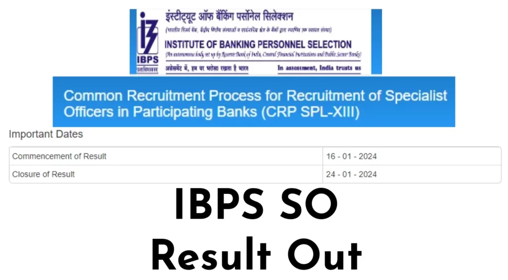 IBPS SO Prelims Exam Result 2024 Out