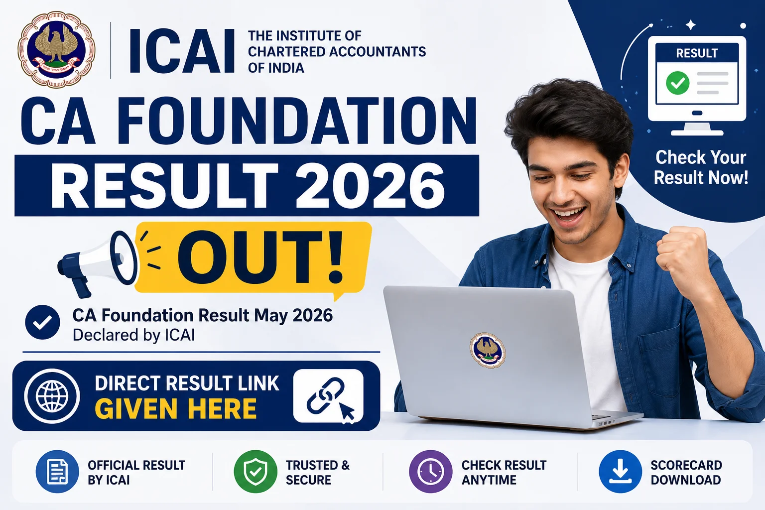 ICAI CA Foundation Result 2026 OUT, Direct Result Link Given Here ...
