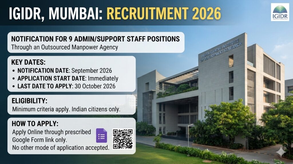 IGIDR Non Teaching Recruitment 2026 Notification Out, Apply for Admin/Support Staff Posts 1 IGIDR Non Teaching Recruitment 2026 Notification Out, Apply for AdminSupport Staff Posts