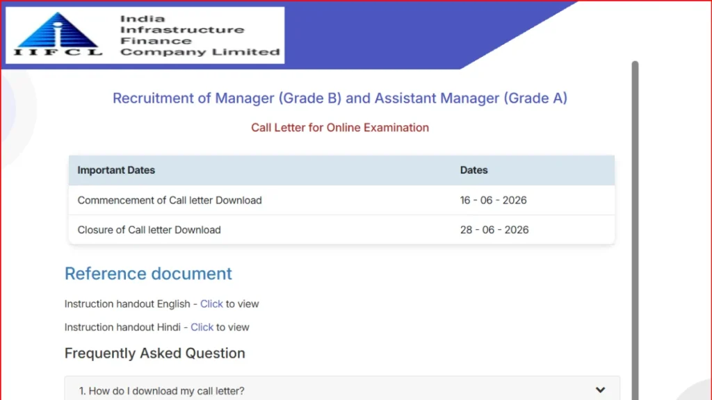 IIFCL Assistant Manager Admit Card 2026 Out @iifcl.in, Download Call Letter PDF Link Active 1 IIFCL Assistant Manager Admit Card 2026