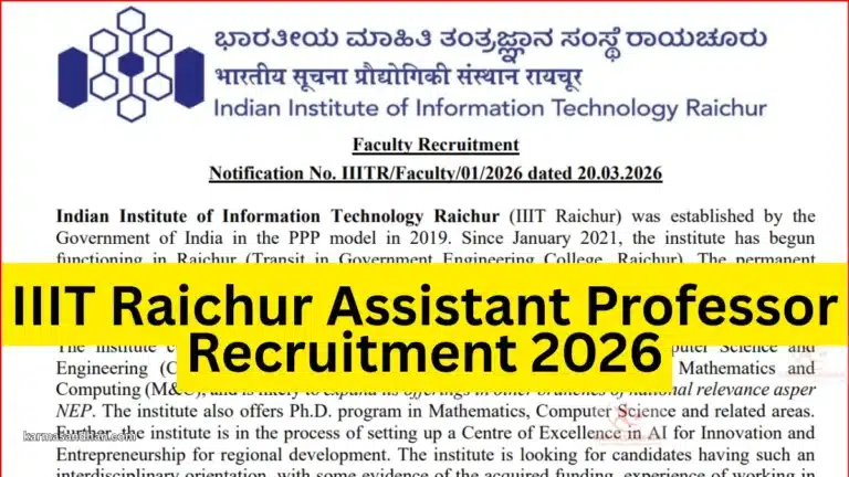 IIIT Raichur Assistant Professor Recruitment 2026 Out, Check Vacancies, Eligibility, Apply Online Link 30 IIIT Raichur Assistant Professor Recruitment 2026